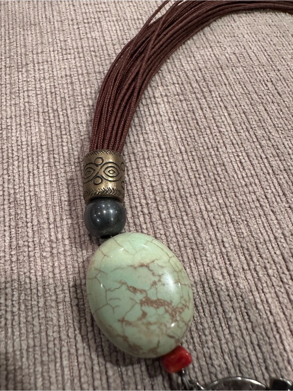 Silpada Brown Cord Necklace with Natural Stones and Sterling Silver and Brass